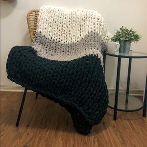 🤍 NEW Chunky Knit Blanket (Black/White/Gray) 🤍